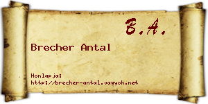 Brecher Antal névjegykártya